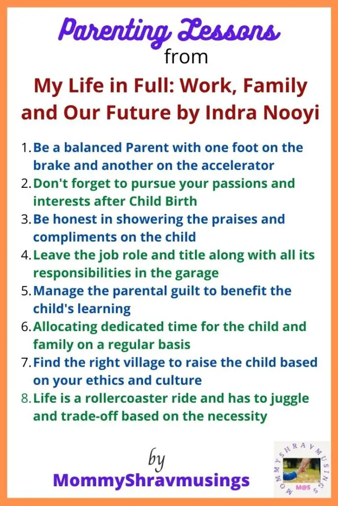 Parenting Lessons from the book My Life in Full by Indra Nooyi in the Book Review of My Life in Full by Mommyshravmusings